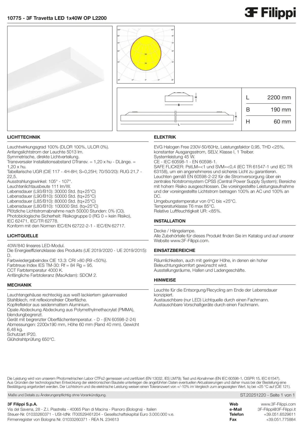 10775 - 3F Travetta LED 1x40W OP L2200 - Datasheet - de