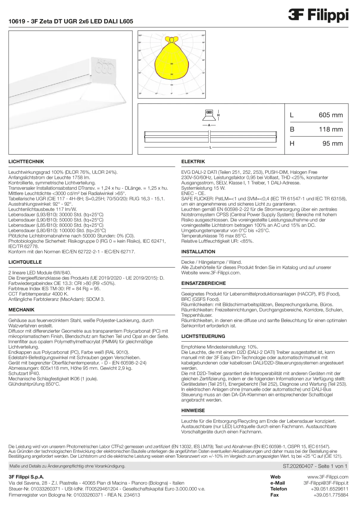 10619 - 3F Zeta DT UGR 2x6 LED DALI L605 - Datasheet - de