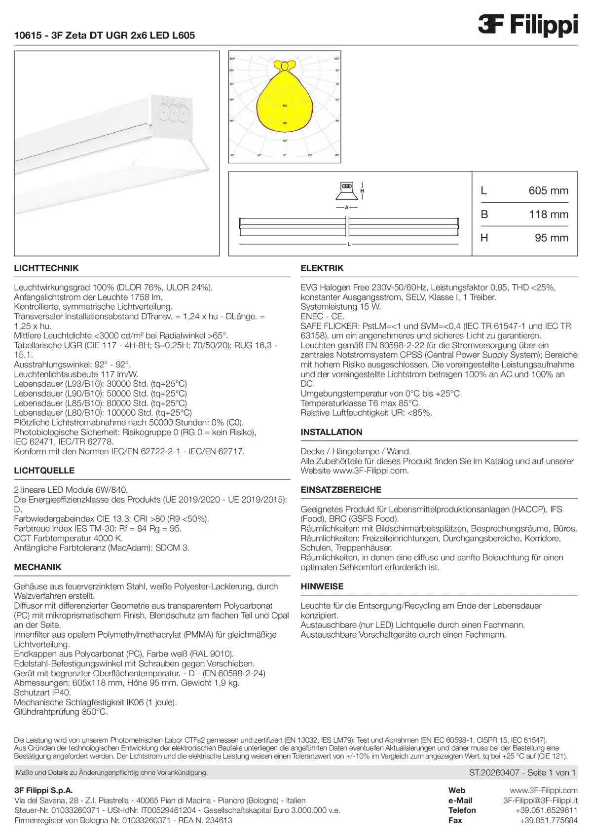 10615 - 3F Zeta DT UGR 2x6 LED L605 - Datasheet - de
