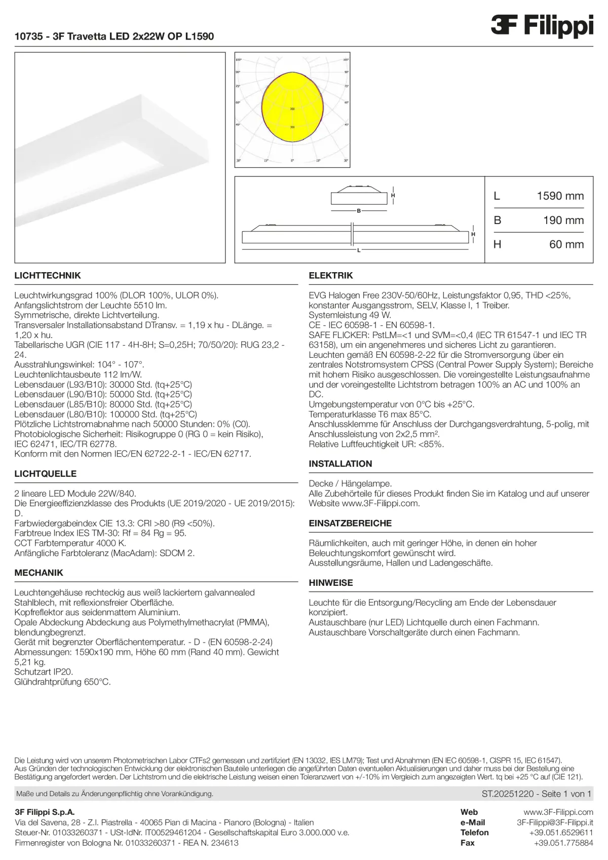 10735 - 3F Travetta LED 2x22W OP L1590 - Datasheet - de