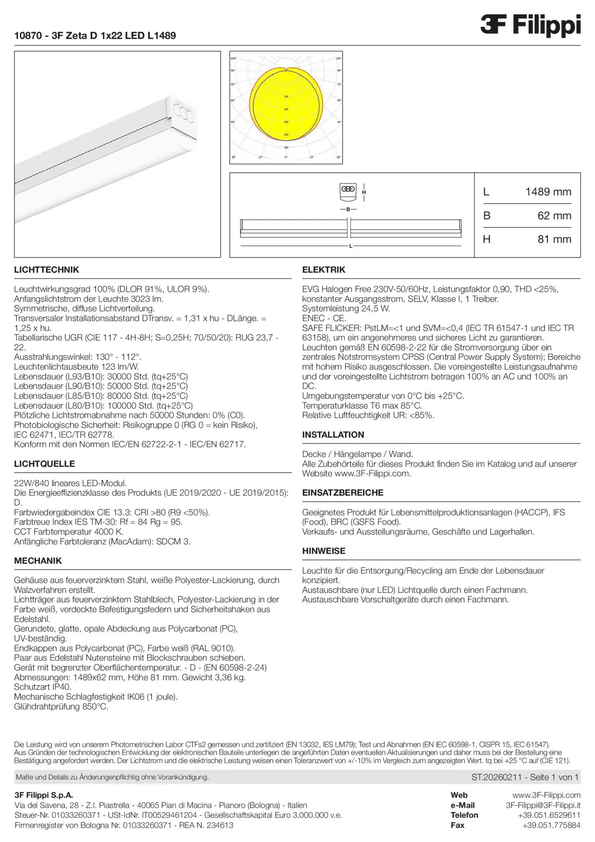 10870 - 3F Zeta D 1x22 LED L1489 - Datasheet - de