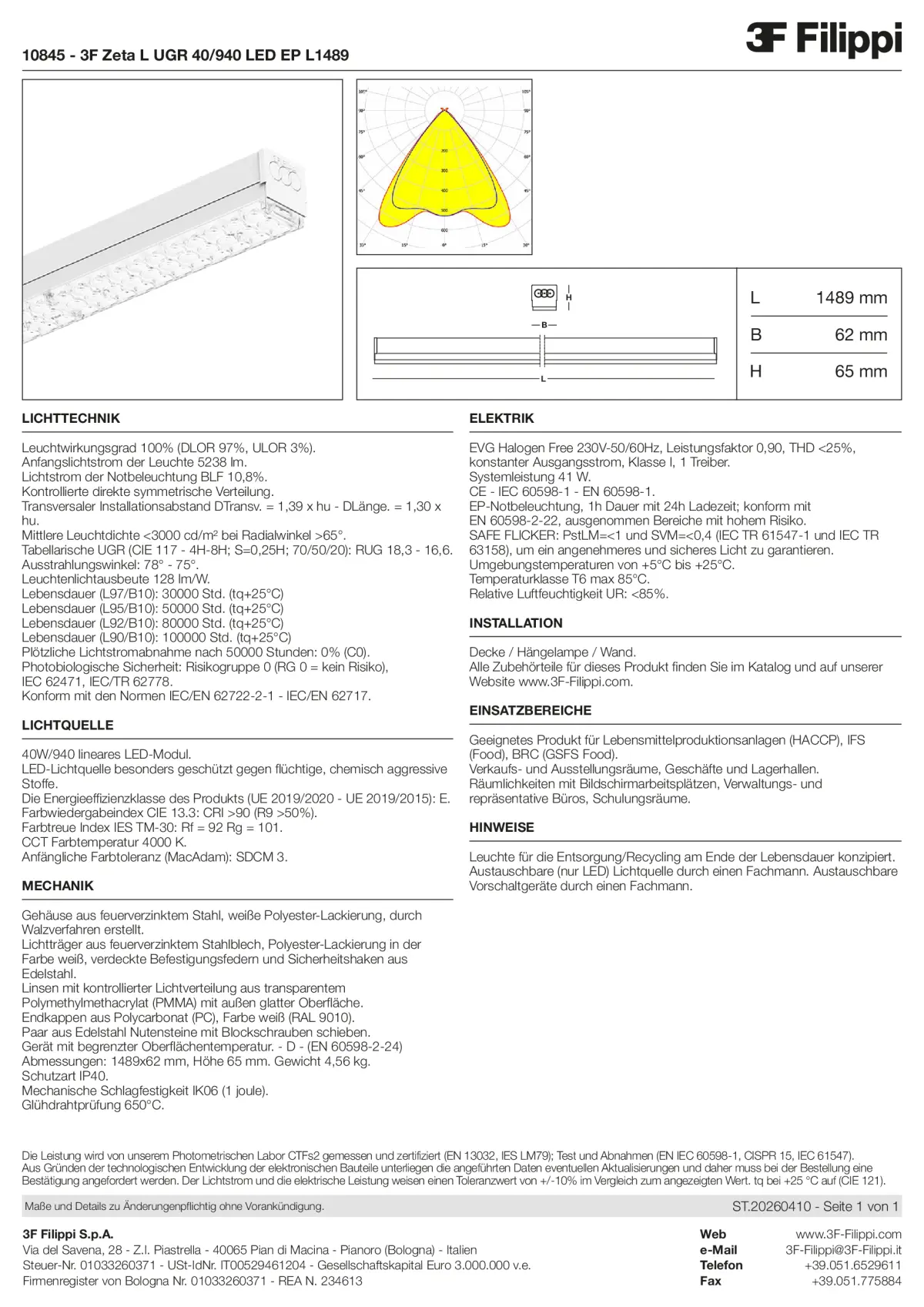 10845 - 3F Zeta L UGR 40-940 LED EP L1489 - Datasheet - de