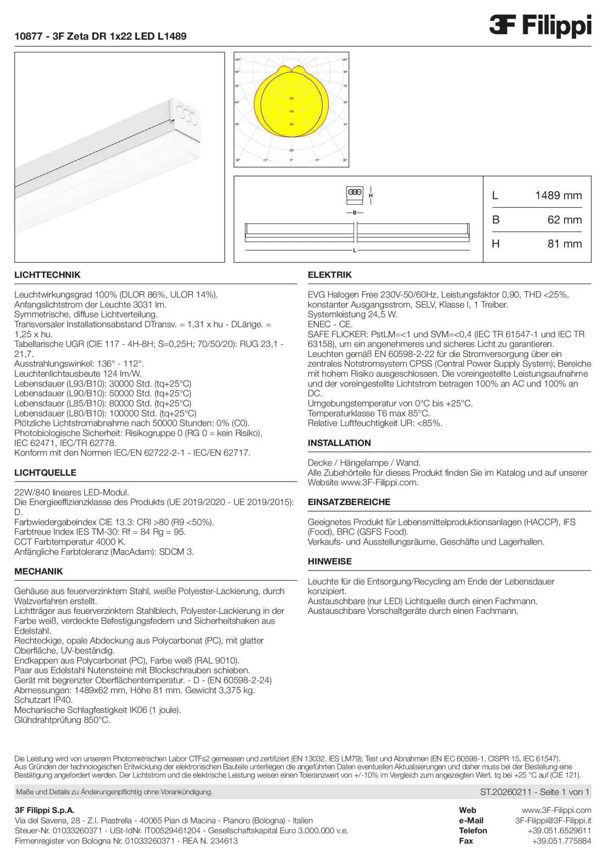 10877 - 3F Zeta DR 1x22 LED L1489 - Datasheet - de