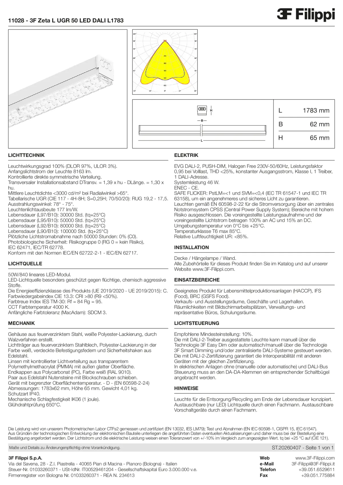 11028 - 3F Zeta L UGR 50 LED DALI L1783 - Datasheet - de