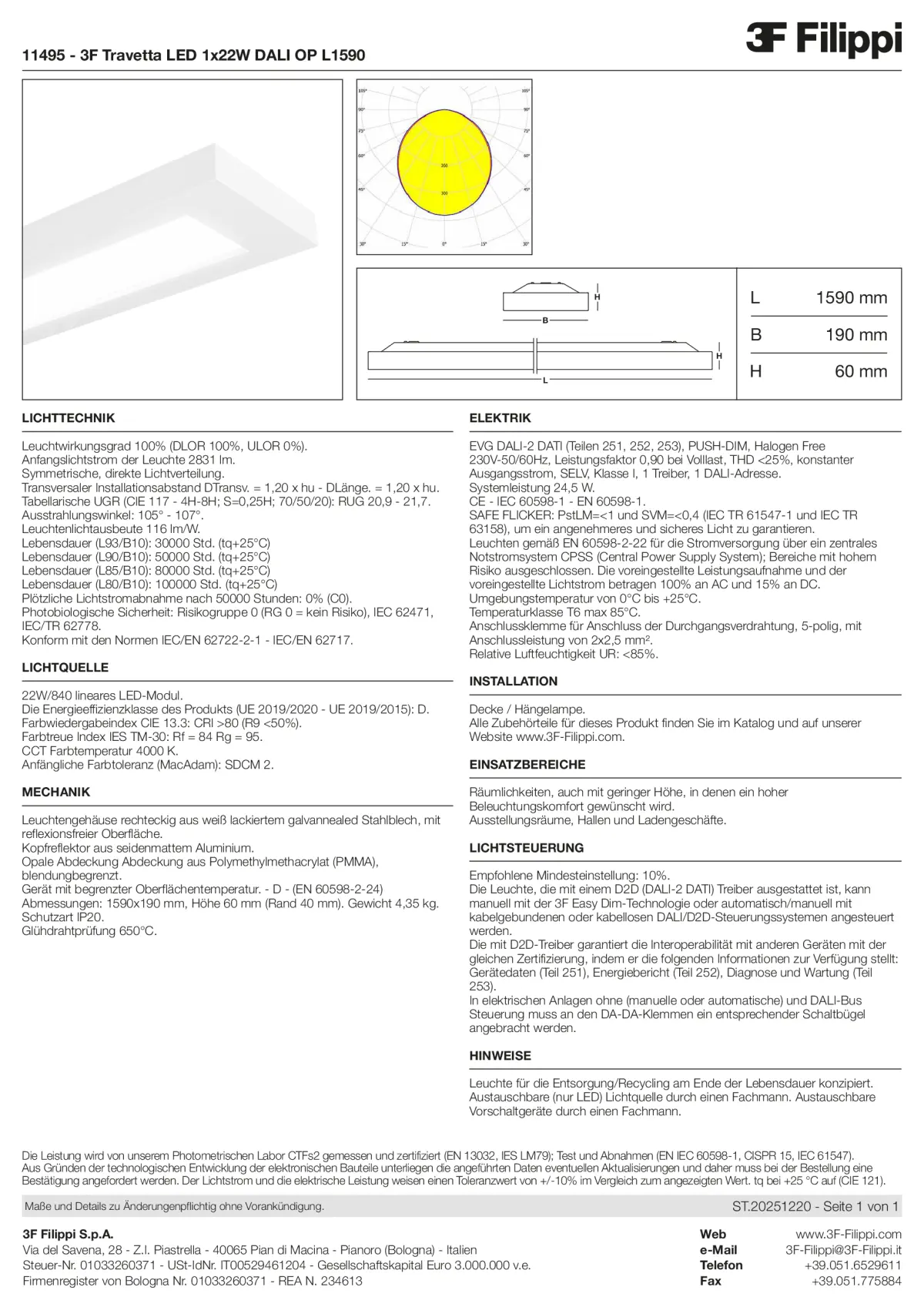 11495 - 3F Travetta LED 1x22W DALI OP L1590 - Datasheet - de