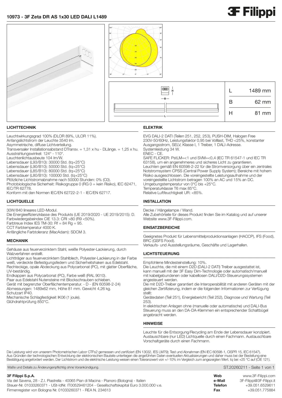 10973 - 3F Zeta DR AS 1x30 LED DALI L1489 - Datasheet - de