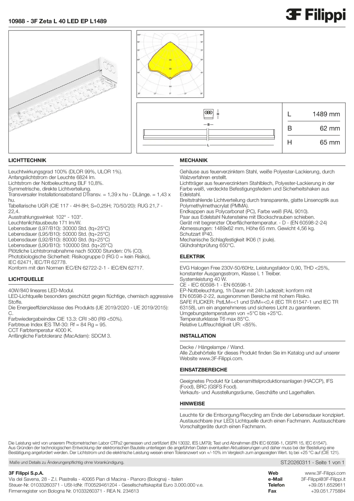 10988 - 3F Zeta L 40 LED EP L1489 - Datasheet - de