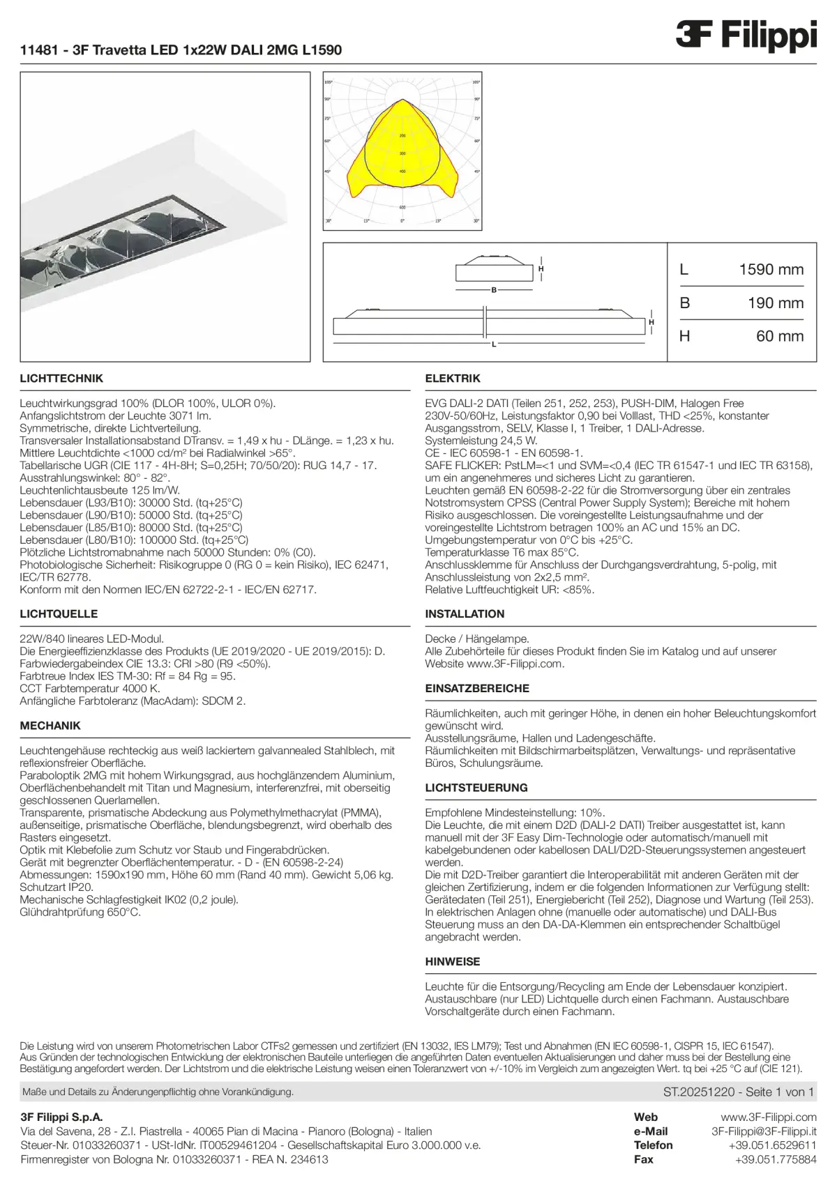 11481 - 3F Travetta LED 1x22W DALI 2MG L1590 - Datasheet - de