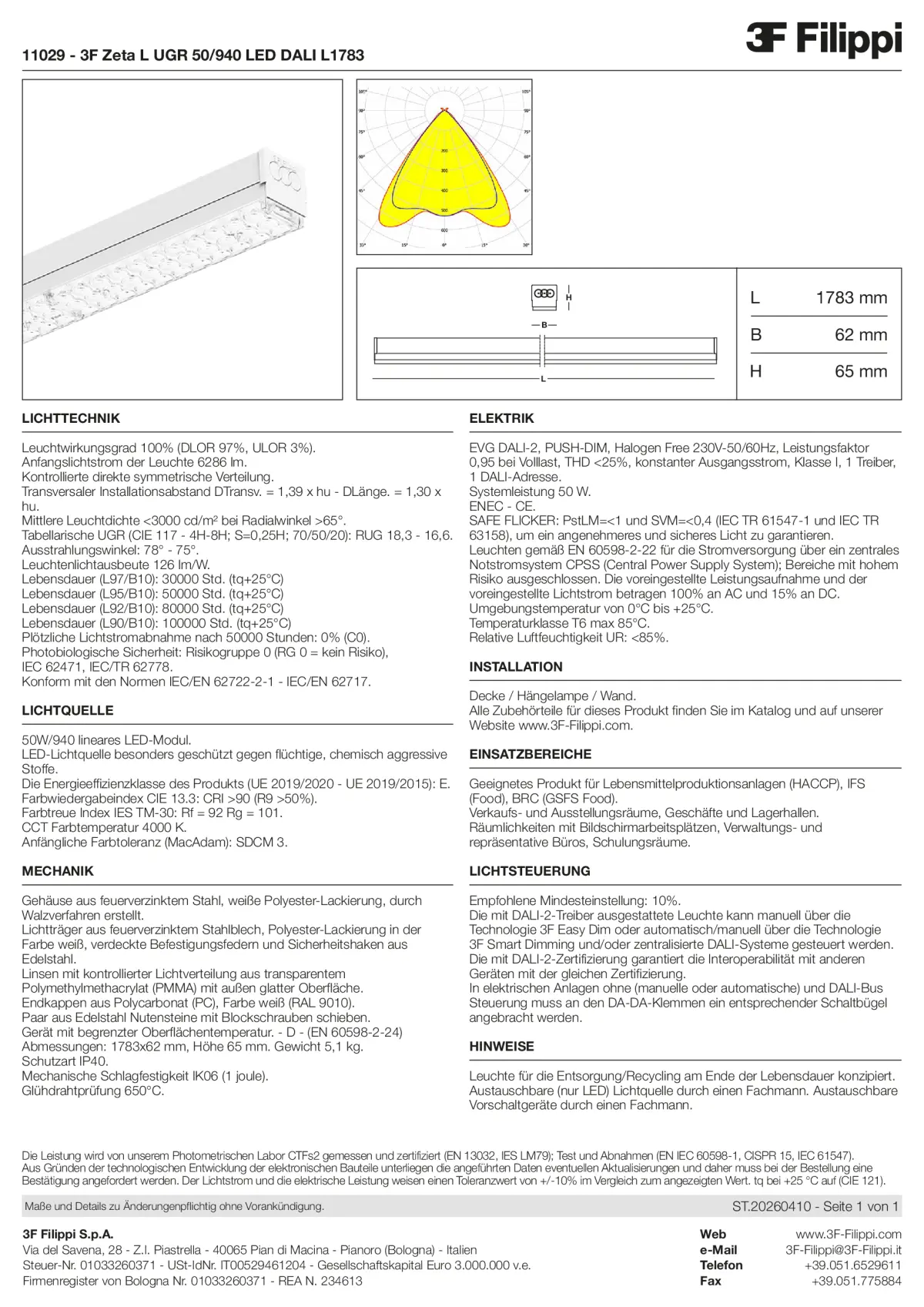 11029 - 3F Zeta L UGR 50-940 LED DALI L1783 - Datasheet - de