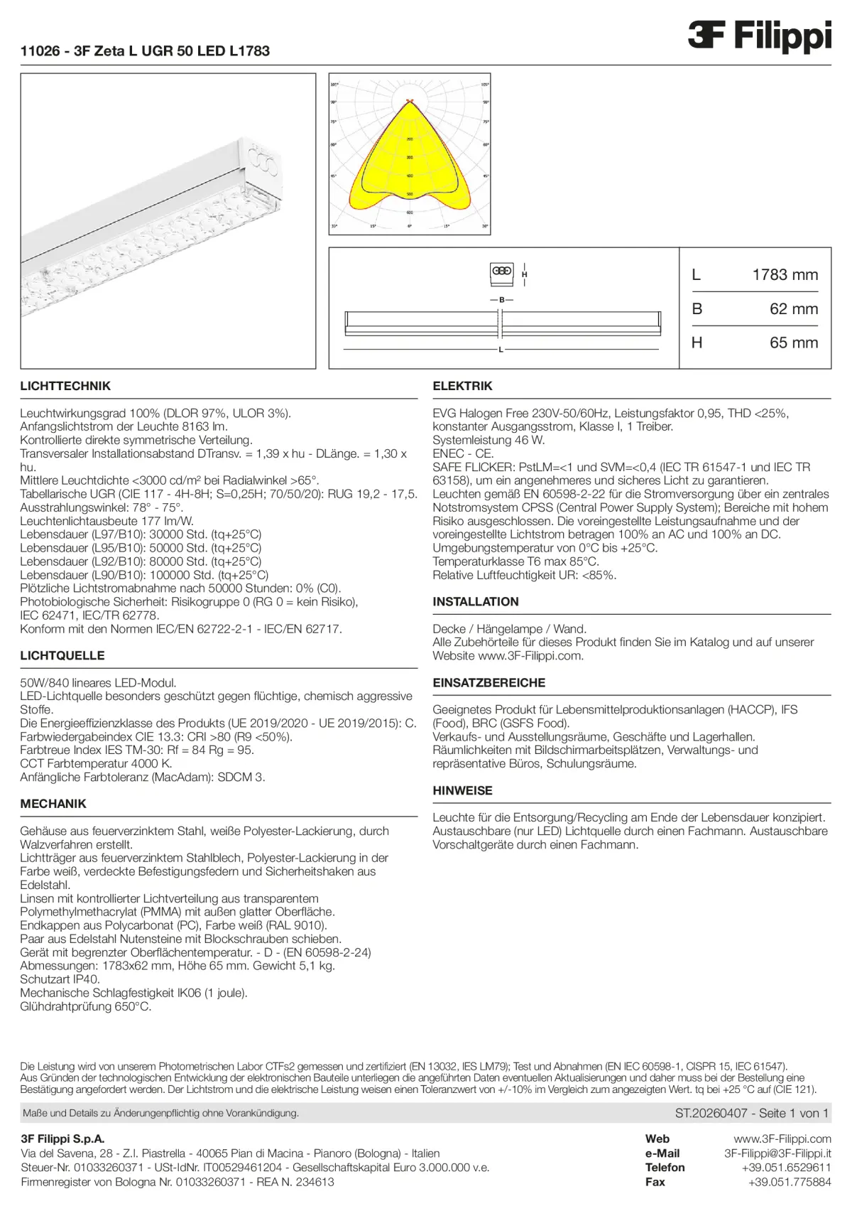11026 - 3F Zeta L UGR 50 LED L1783 - Datasheet - de