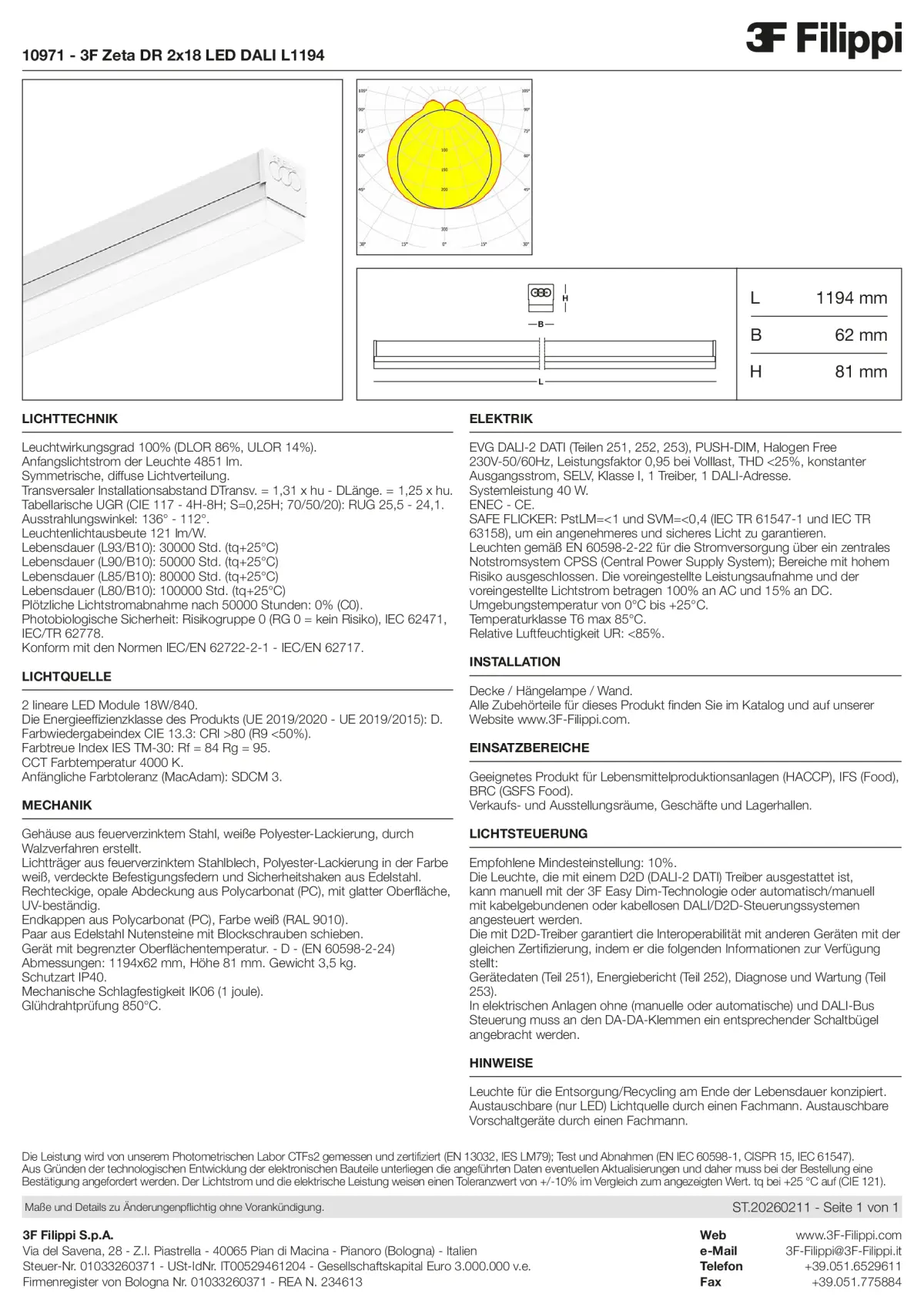 10971 - 3F Zeta DR 2x18 LED DALI L1194 - Datasheet - de