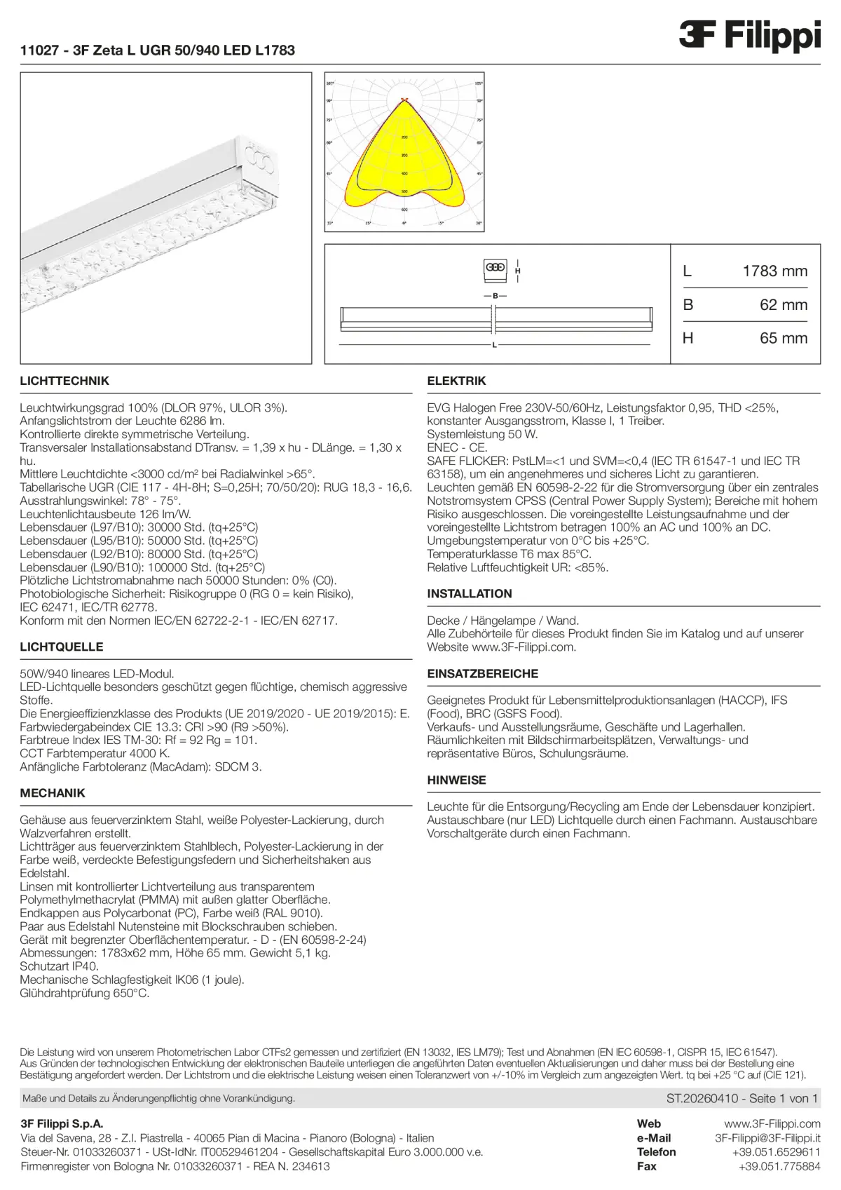 11027 - 3F Zeta L UGR 50-940 LED L1783 - Datasheet - de