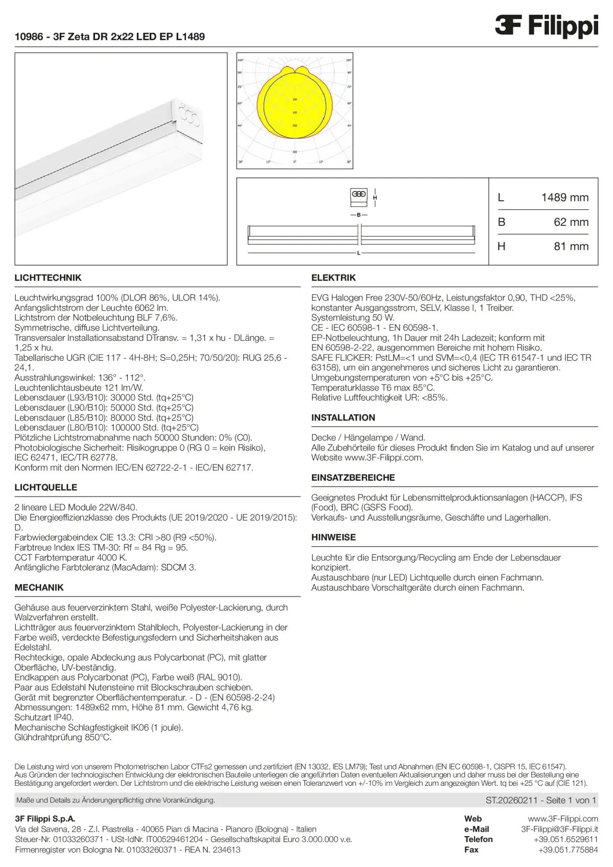 10986 - 3F Zeta DR 2x22 LED EP L1489 - Datasheet - de