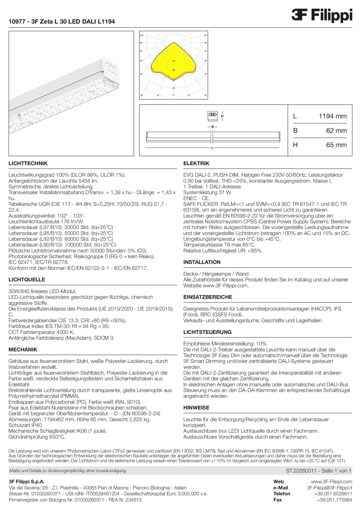 10977 - 3F Zeta L 30 LED DALI L1194 - Datasheet - de