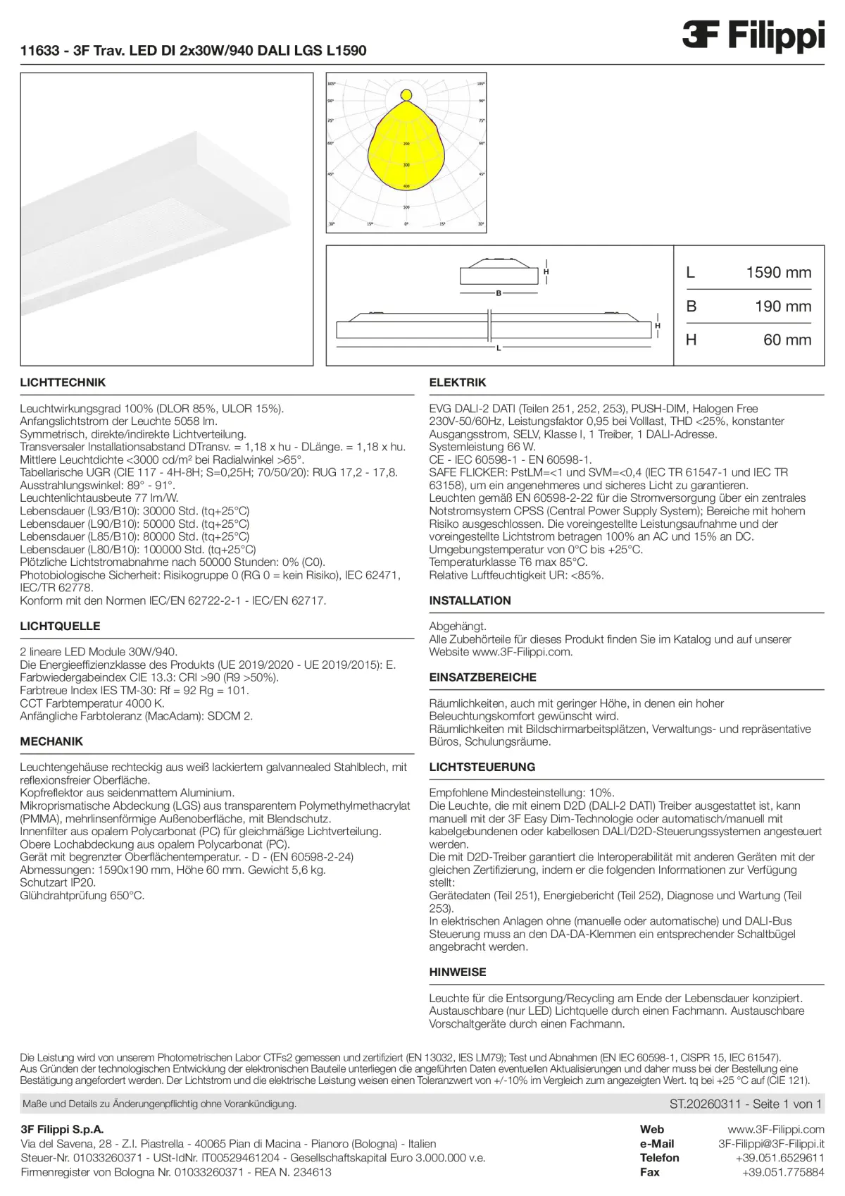 11633 - 3F Trav. LED DI 2x30W-940 DALI LGS L1590 - Datasheet - de