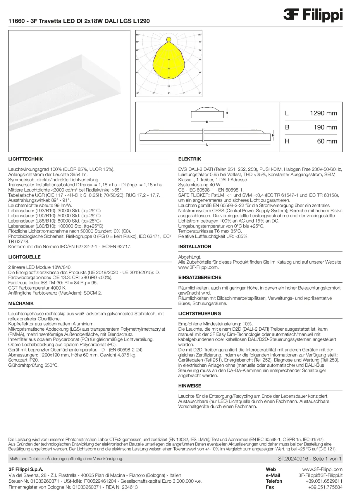 11660 - 3F Travetta LED DI 2x18W DALI LGS L1290 - Datasheet - de
