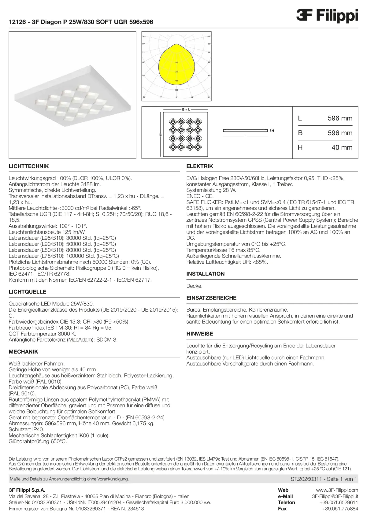 12126 - 3F Diagon P 25W-830 SOFT UGR 596x596 - Datasheet - de