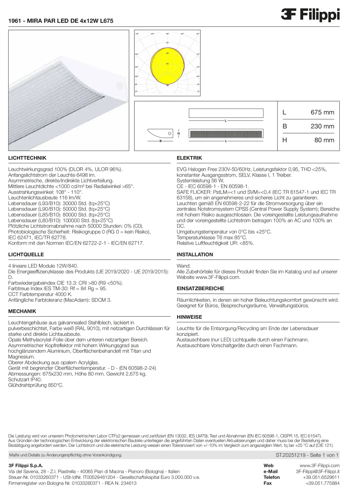1961 - MIRA PAR LED DE 4x12W L675 - Datasheet - de
