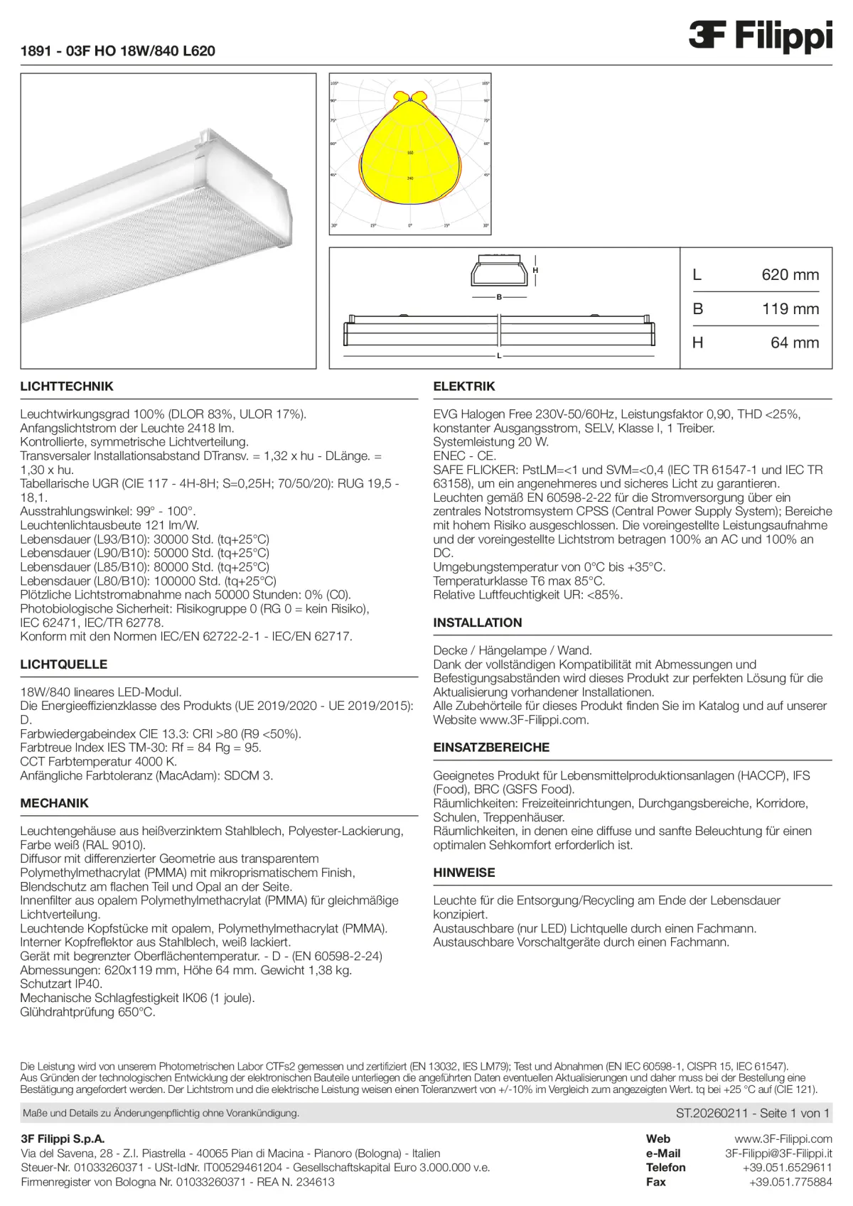 1891 - 03F HO 18W-840 L620 - Datasheet - de