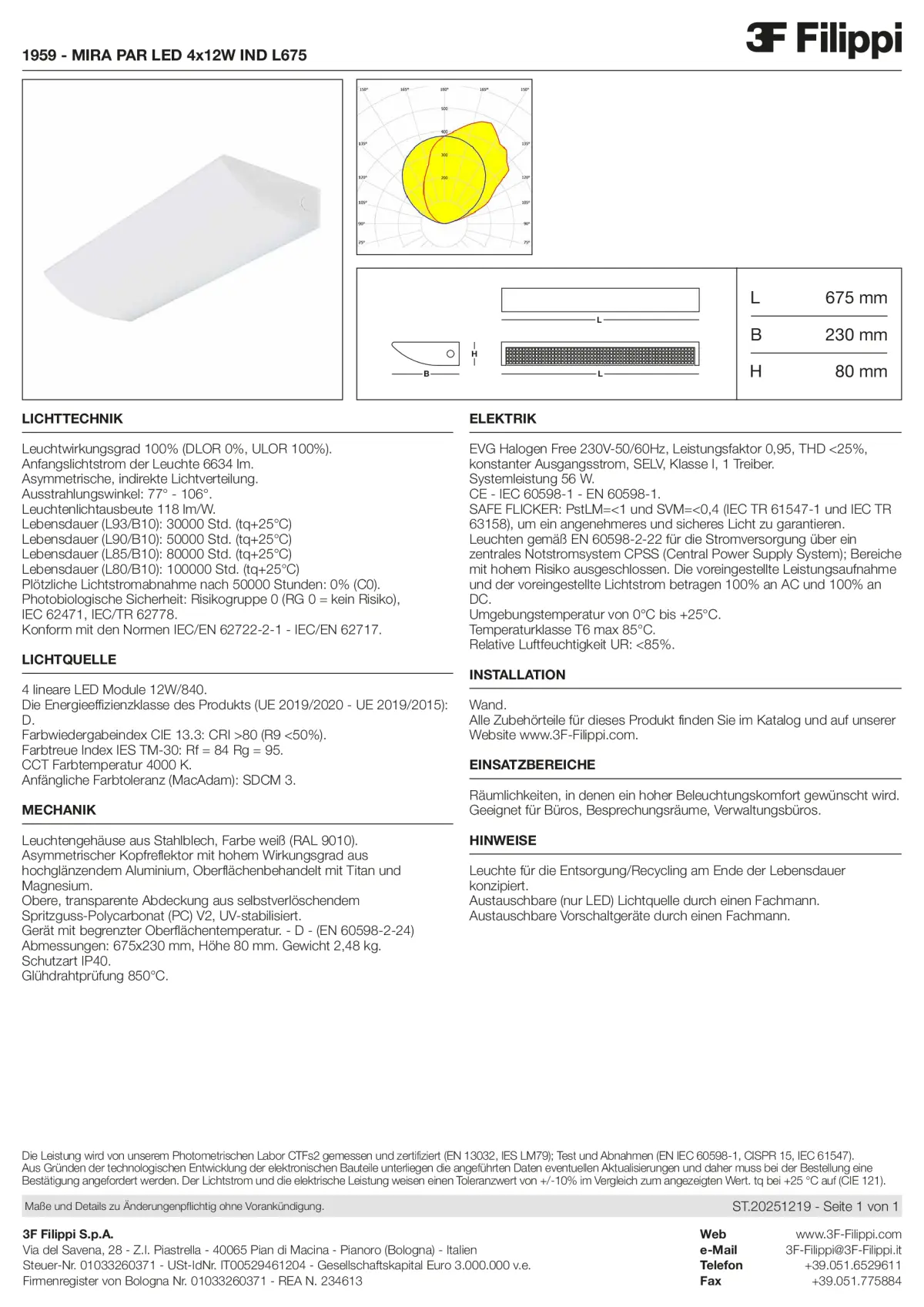 1959 - MIRA PAR LED 4x12W IND L675 - Datasheet - de