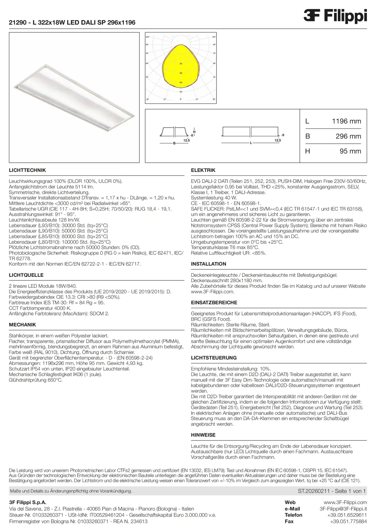 21290 - L 322x18W LED DALI SP 296x1196 - Datasheet - de