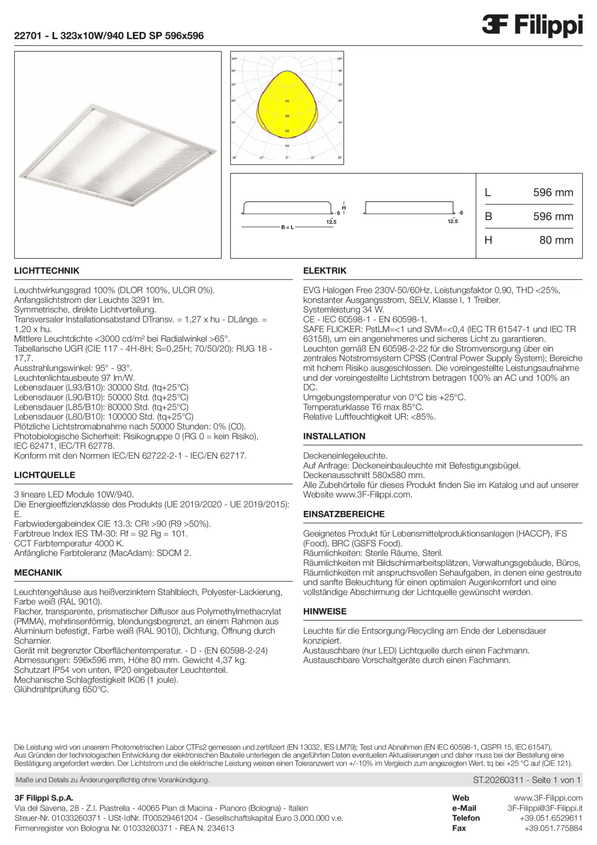 22701 - L 323x10W-940 LED SP 596x596 - Datasheet - de