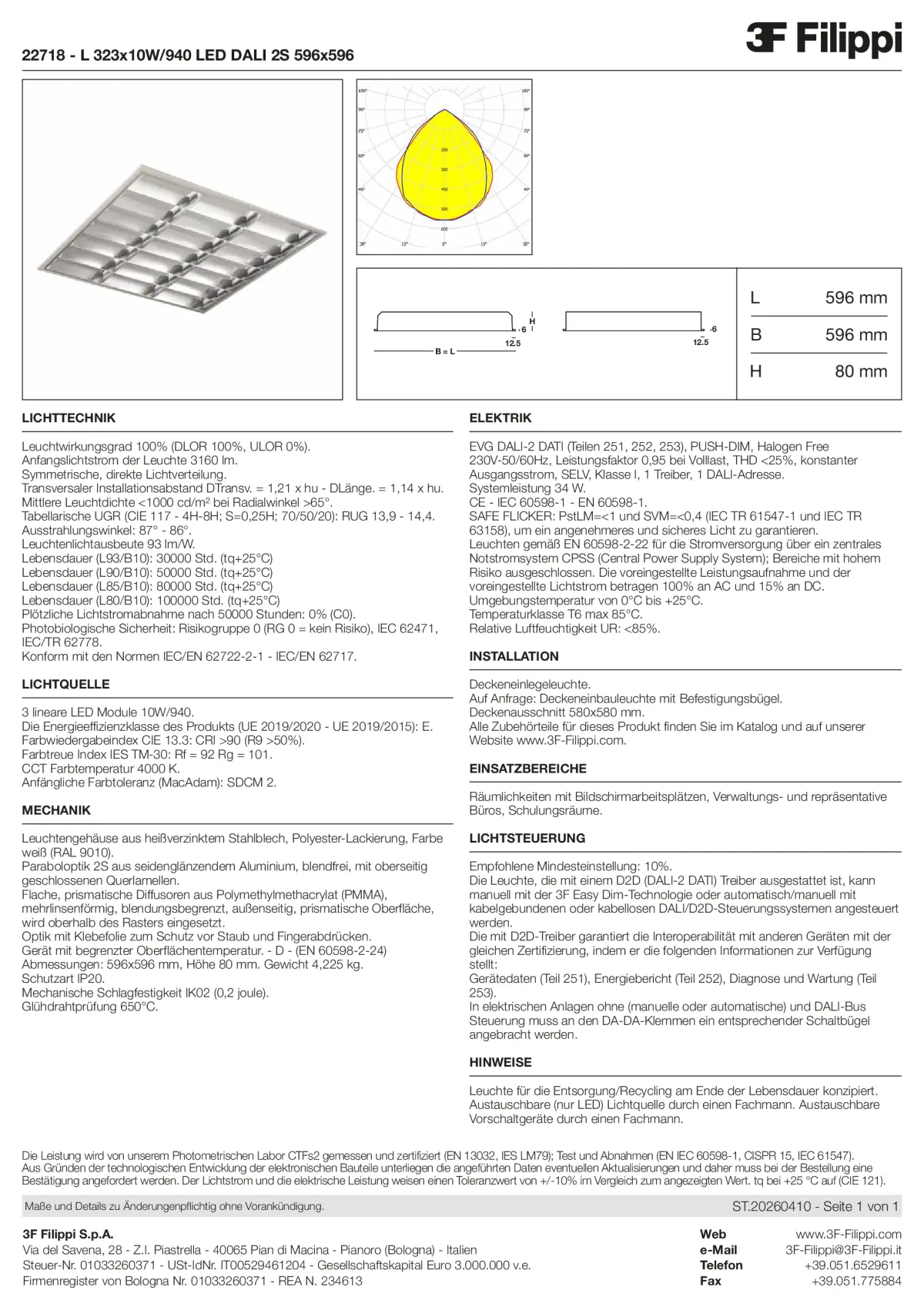 22718 - L 323x10W-940 LED DALI 2S 596x596 - Datasheet - de
