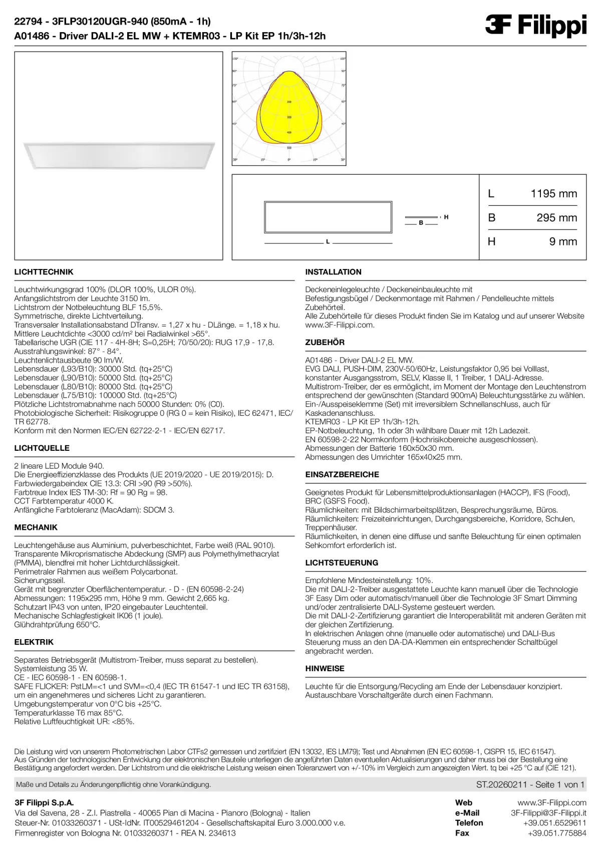 22794+A01486+KTEMR03 - 3FLP30120UGR-940 (850mA - 1h) + DALI-2 EL MW + Kit EP 1h-3h - Datasheet - de