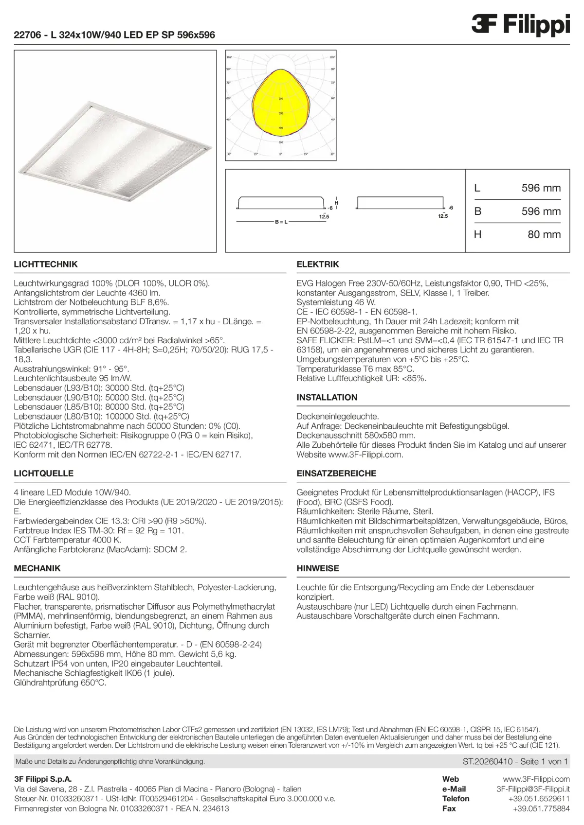 22706 - L 324x10W-940 LED EP SP 596x596 - Datasheet - de