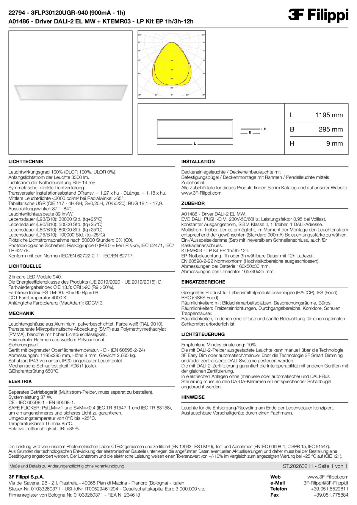 22794+A01486+KTEMR03 - 3FLP30120UGR-940 (900mA - 1h) + DALI-2 EL MW + Kit EP 1h-3h - Datasheet - de
