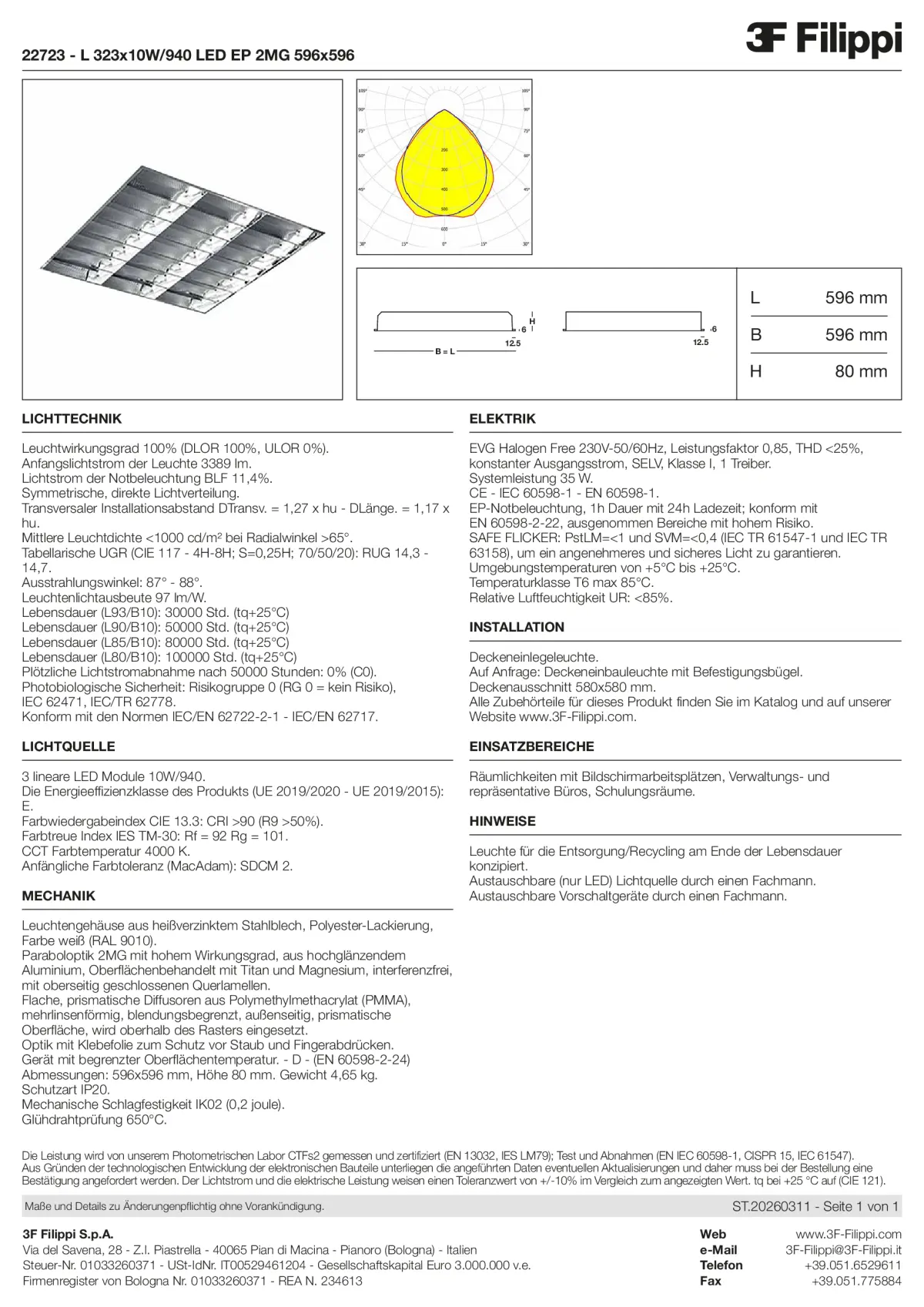 22723 - L 323x10W-940 LED EP 2MG 596x596 - Datasheet - de