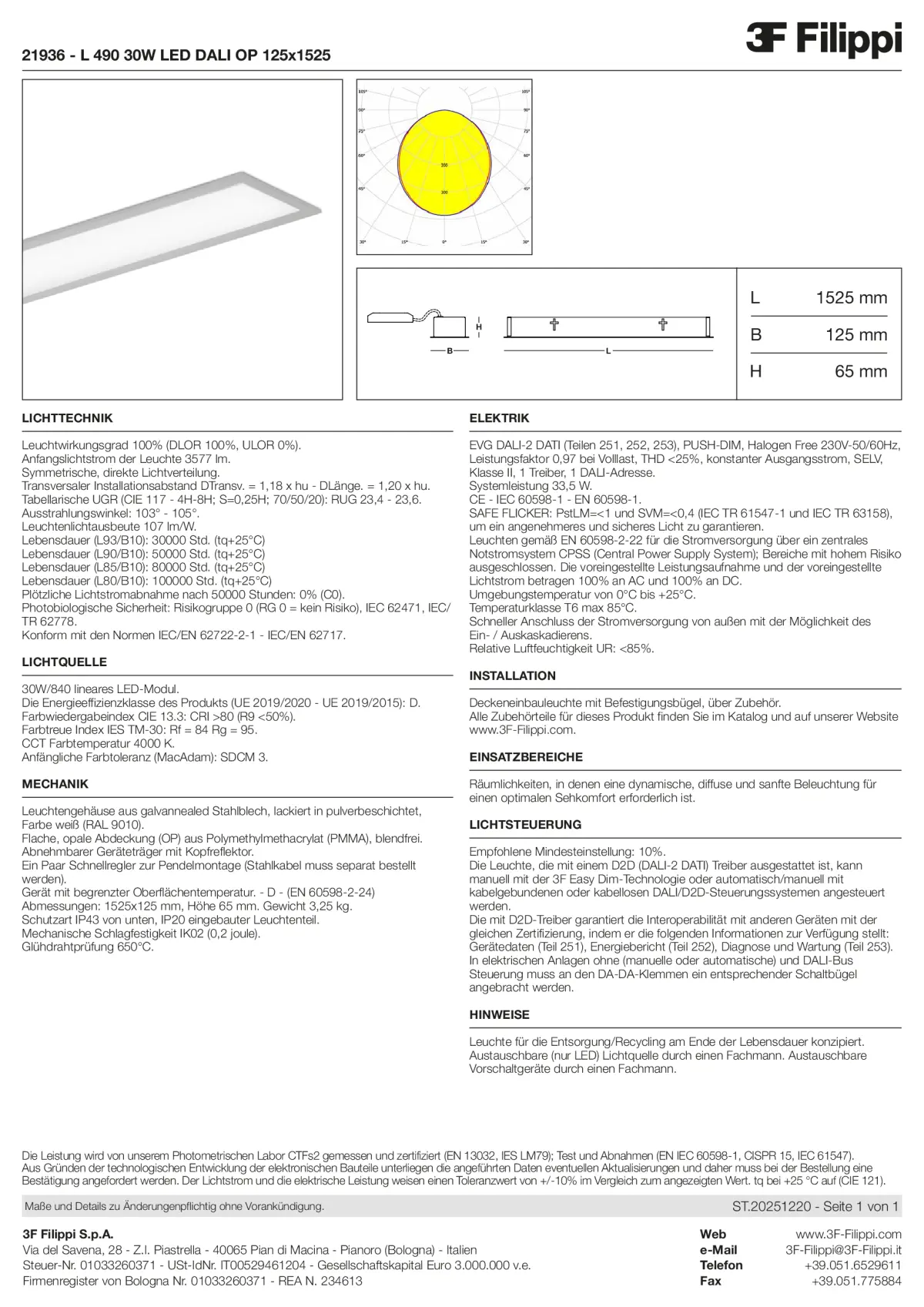 21936 - L 490 30W LED DALI OP 125x1525 - Datasheet - de