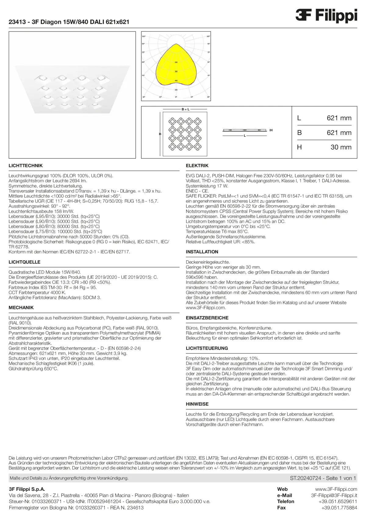 23413 - 3F Diagon 15W-840 DALI 621x621 - Datasheet - de