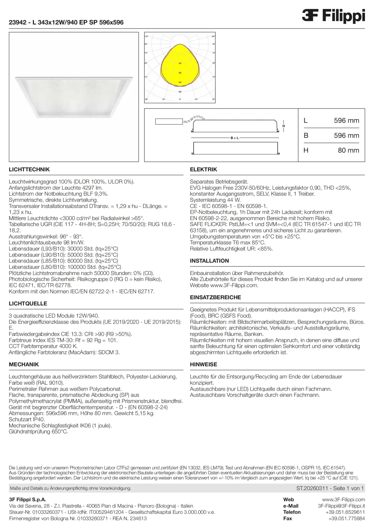 23942 - L 343x12W-940 EP SP 596x596 - Datasheet - de