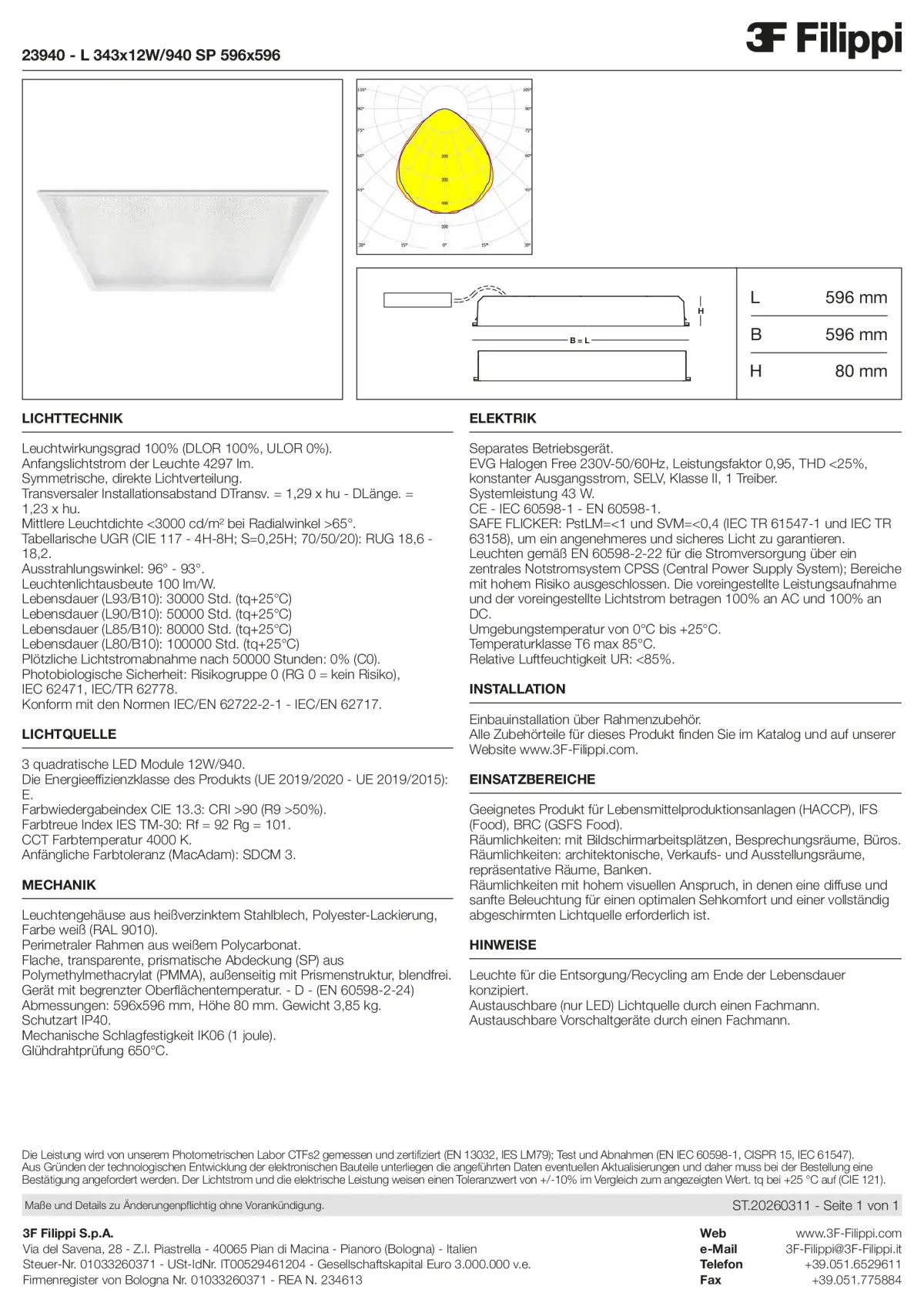 23940 - L 343x12W-940 SP 596x596 - Datasheet - de