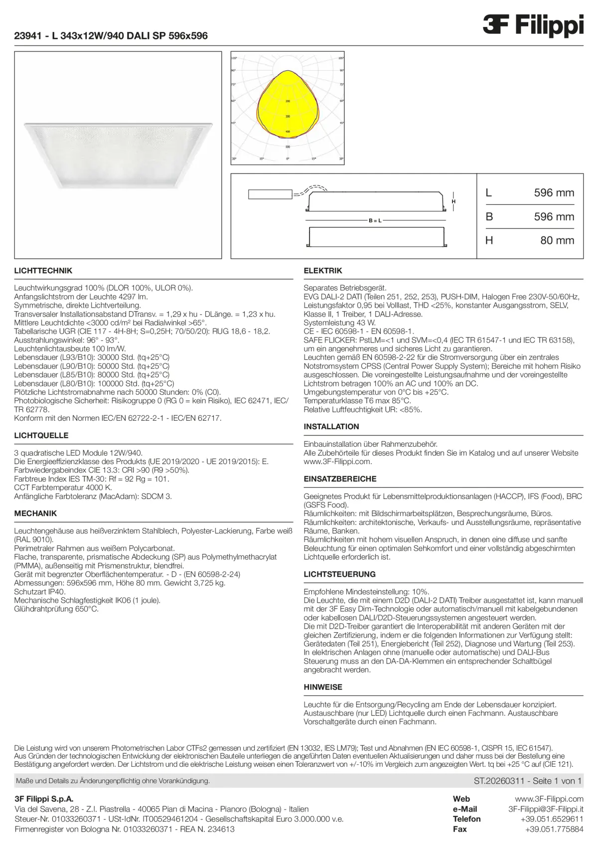 23941 - L 343x12W-940 DALI SP 596x596 - Datasheet - de