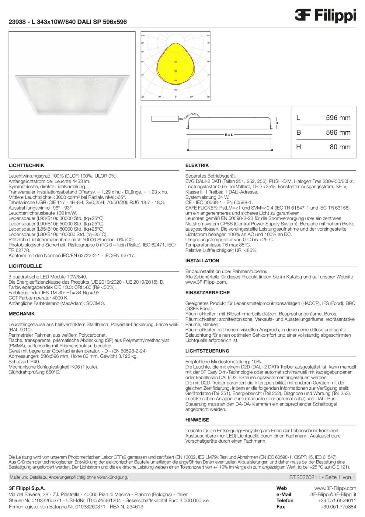 23938 - L 343x10W-840 DALI SP 596x596 - Datasheet - de