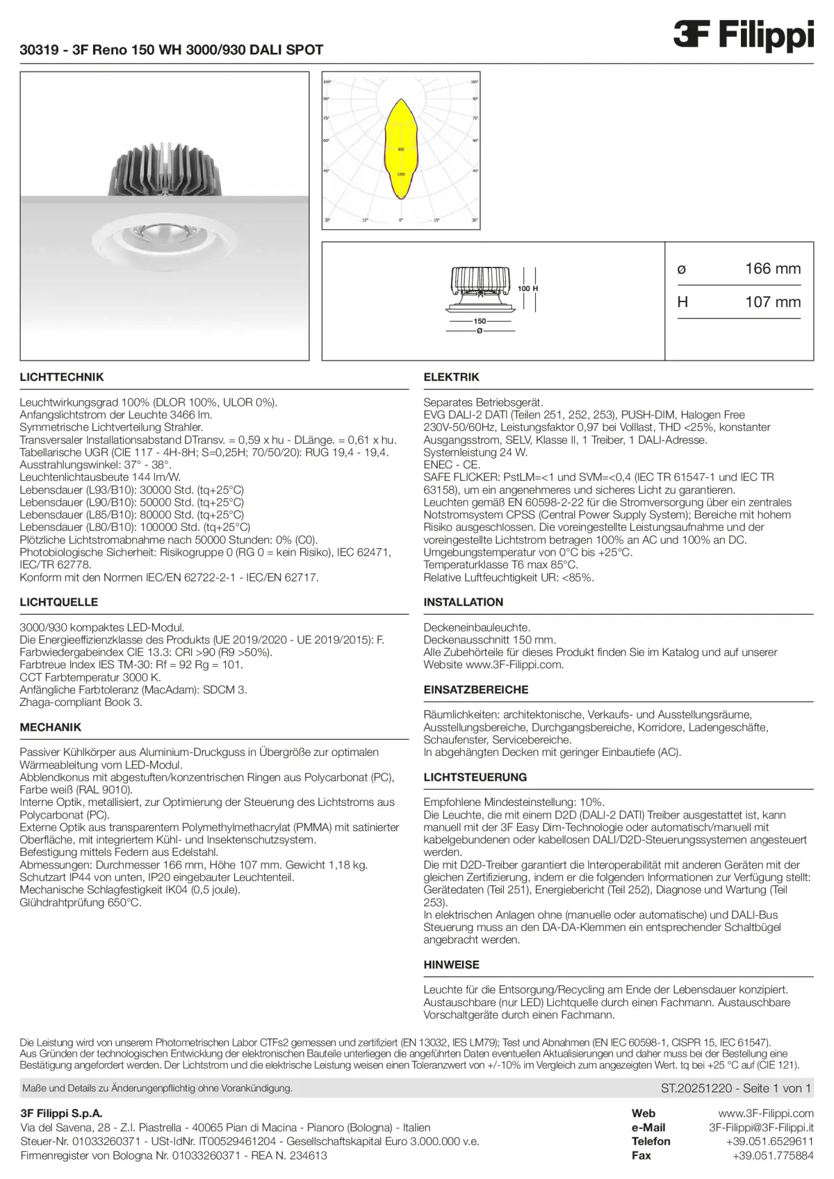 30319 - 3F Reno 150 WH 3000-930 DALI SPOT - Datasheet - de