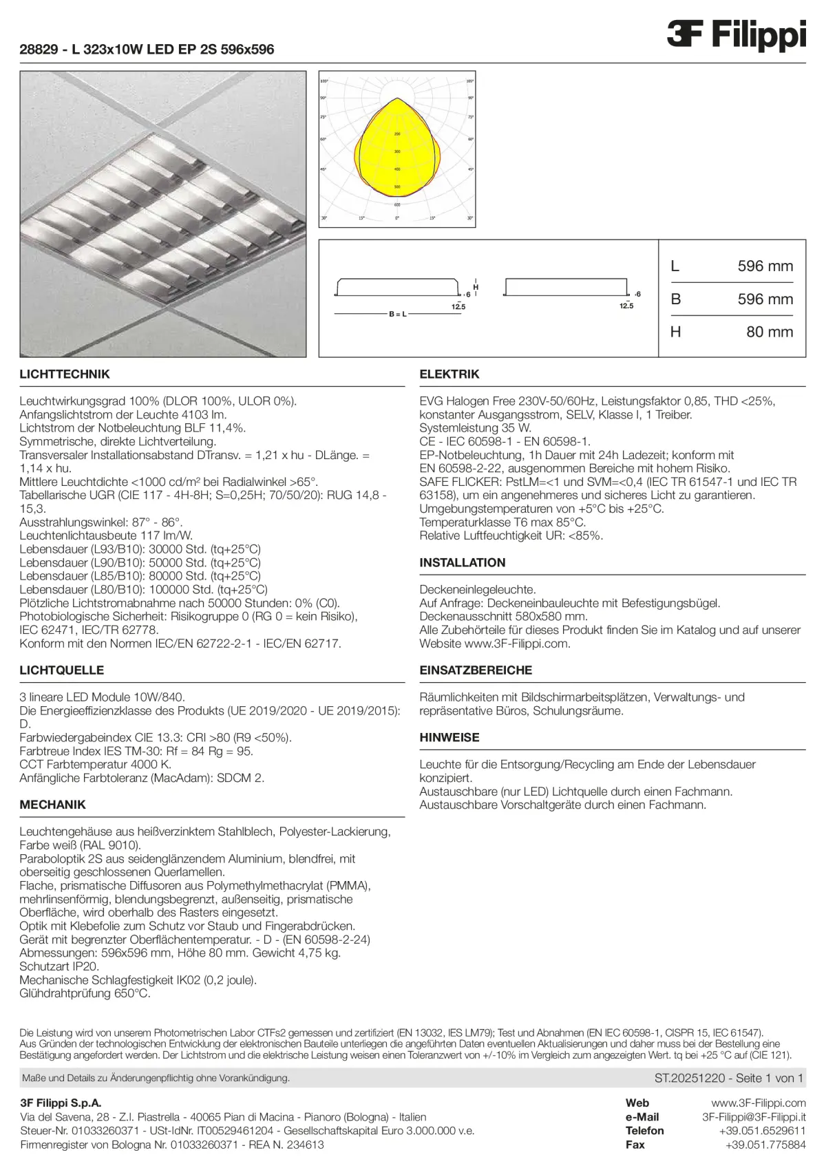 28829 - L 323x10W LED EP 2S 596x596 - Datasheet - de
