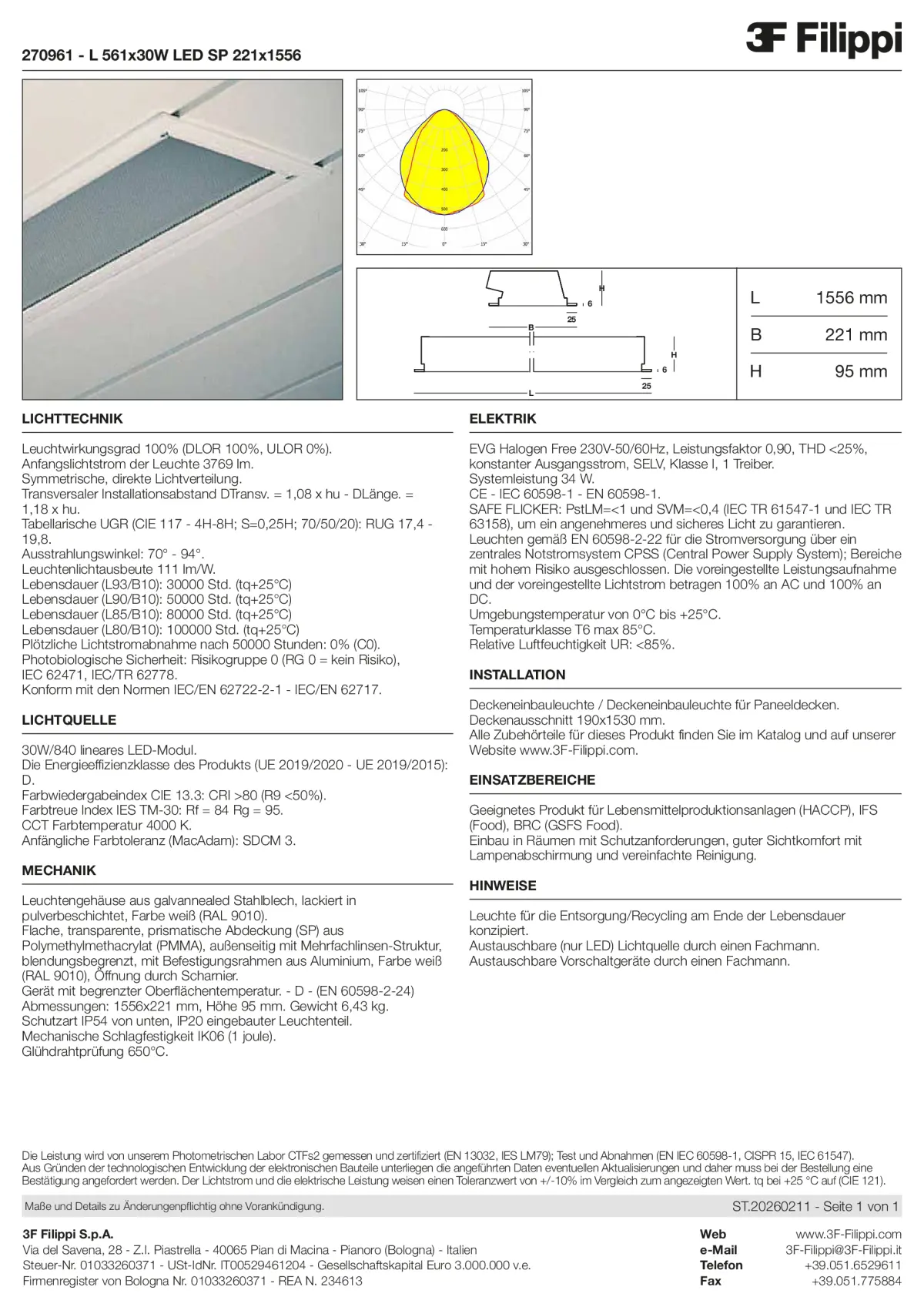 270961 - L 561x30W LED SP 221x1556 - Datasheet - de