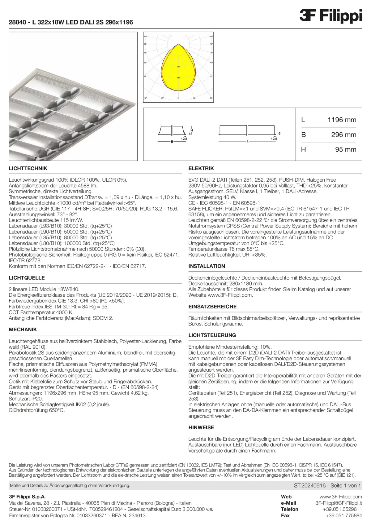 28840 - L 322x18W LED DALI 2S 296x1196 - Datasheet - de