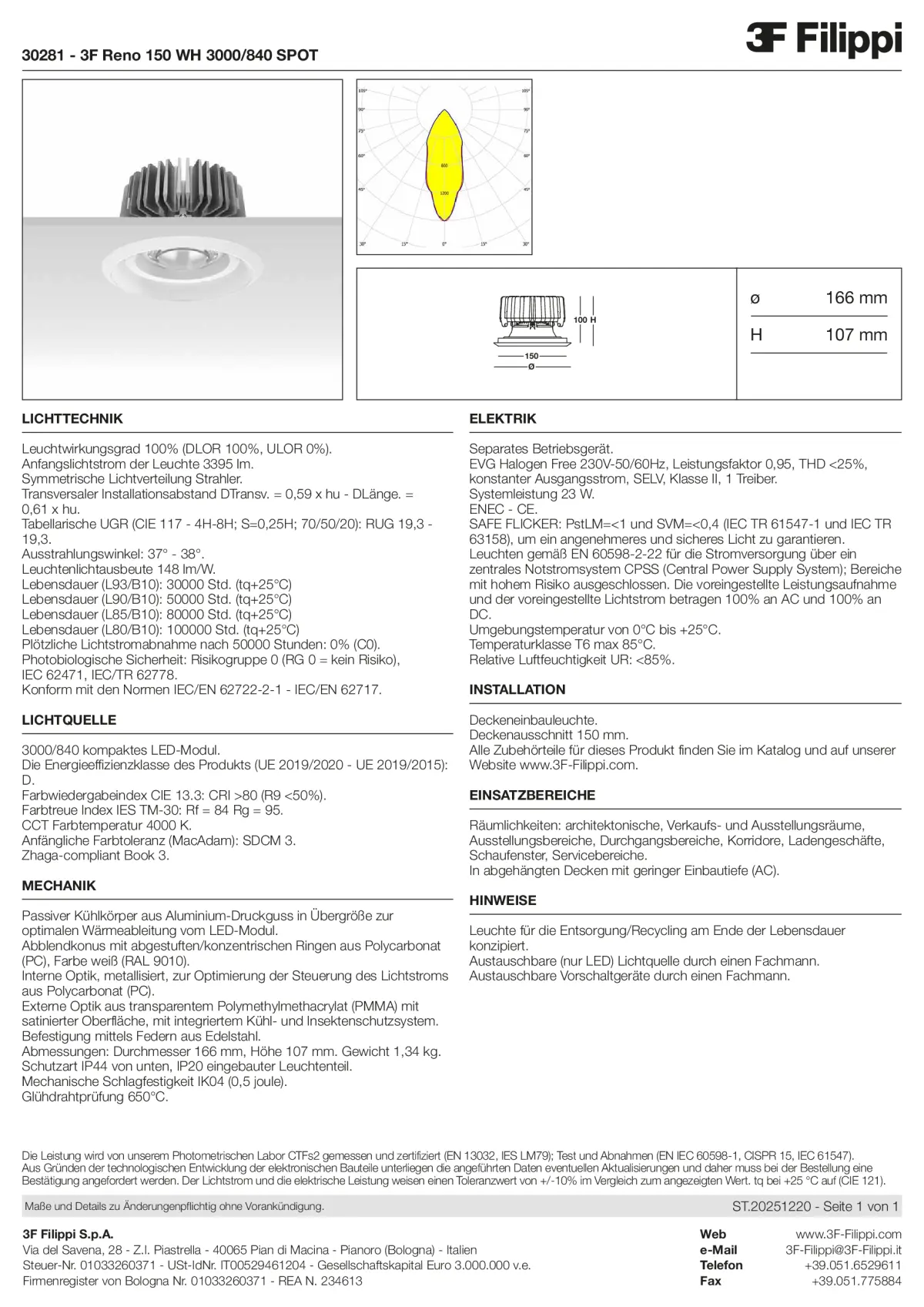 30281 - 3F Reno 150 WH 3000-840 SPOT - Datasheet - de