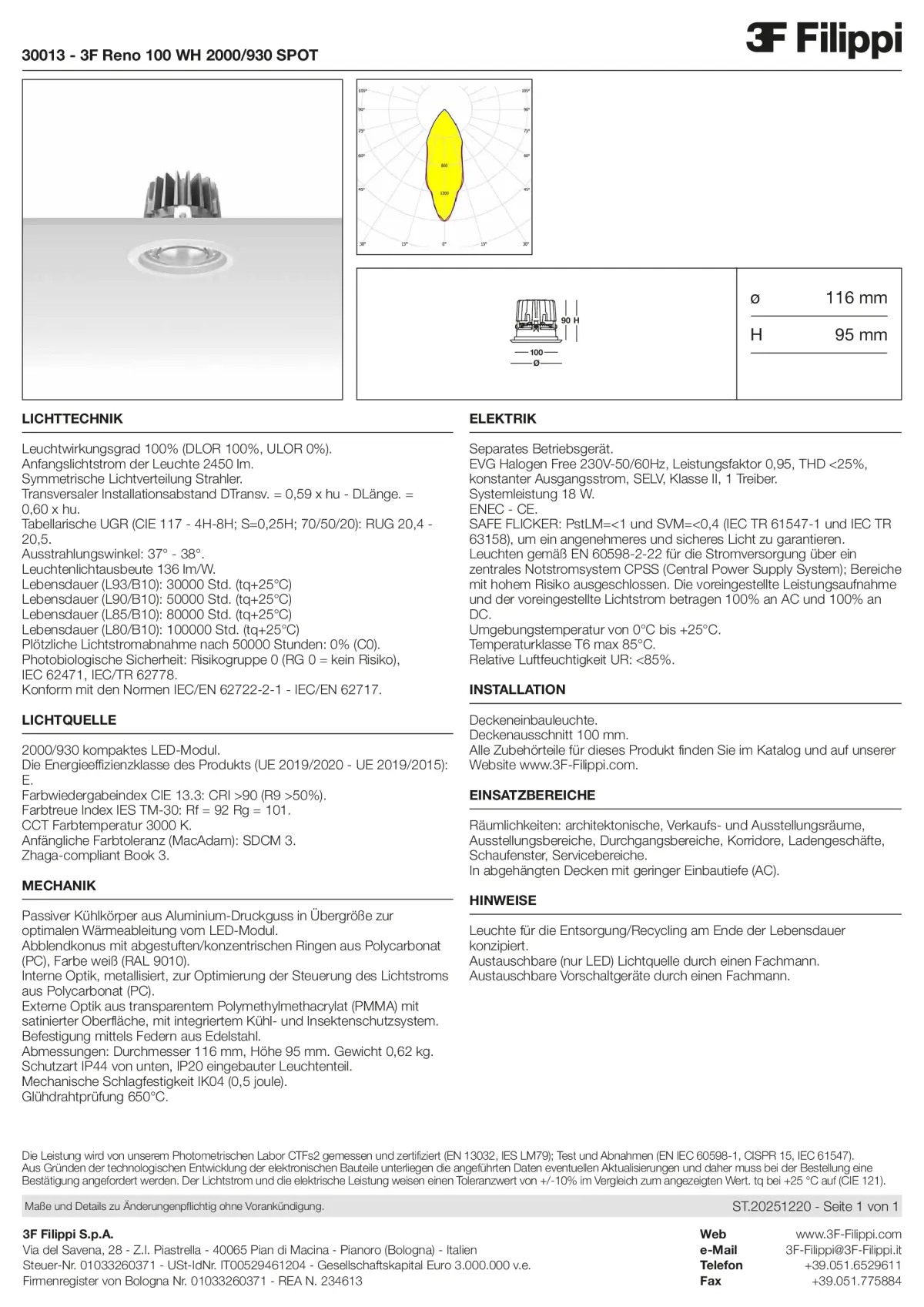 30013 - 3F Reno 100 WH 2000-930 SPOT - Datasheet - de
