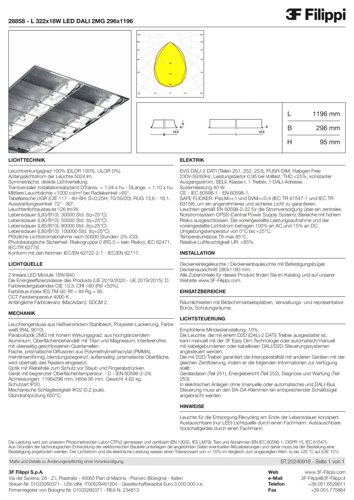 28858 - L 322x18W LED DALI 2MG 296x1196 - Datasheet - de