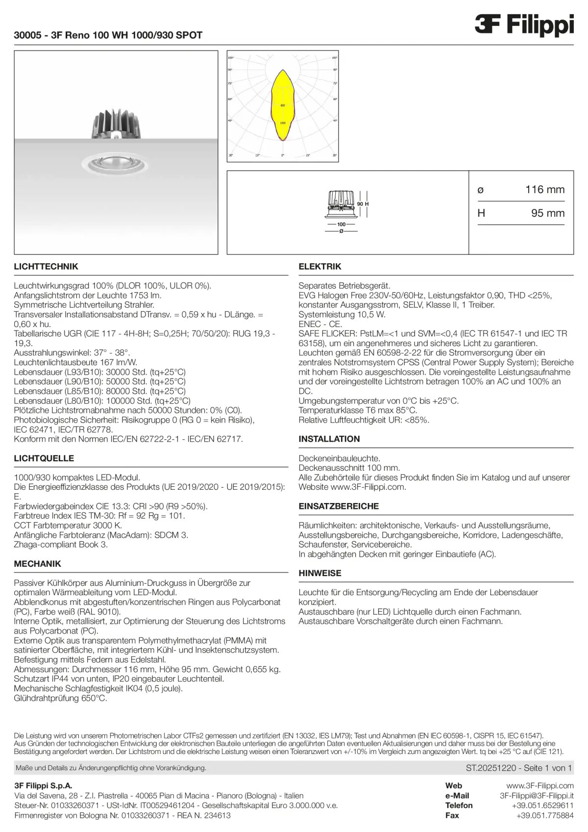30005 - 3F Reno 100 WH 1000-930 SPOT - Datasheet - de