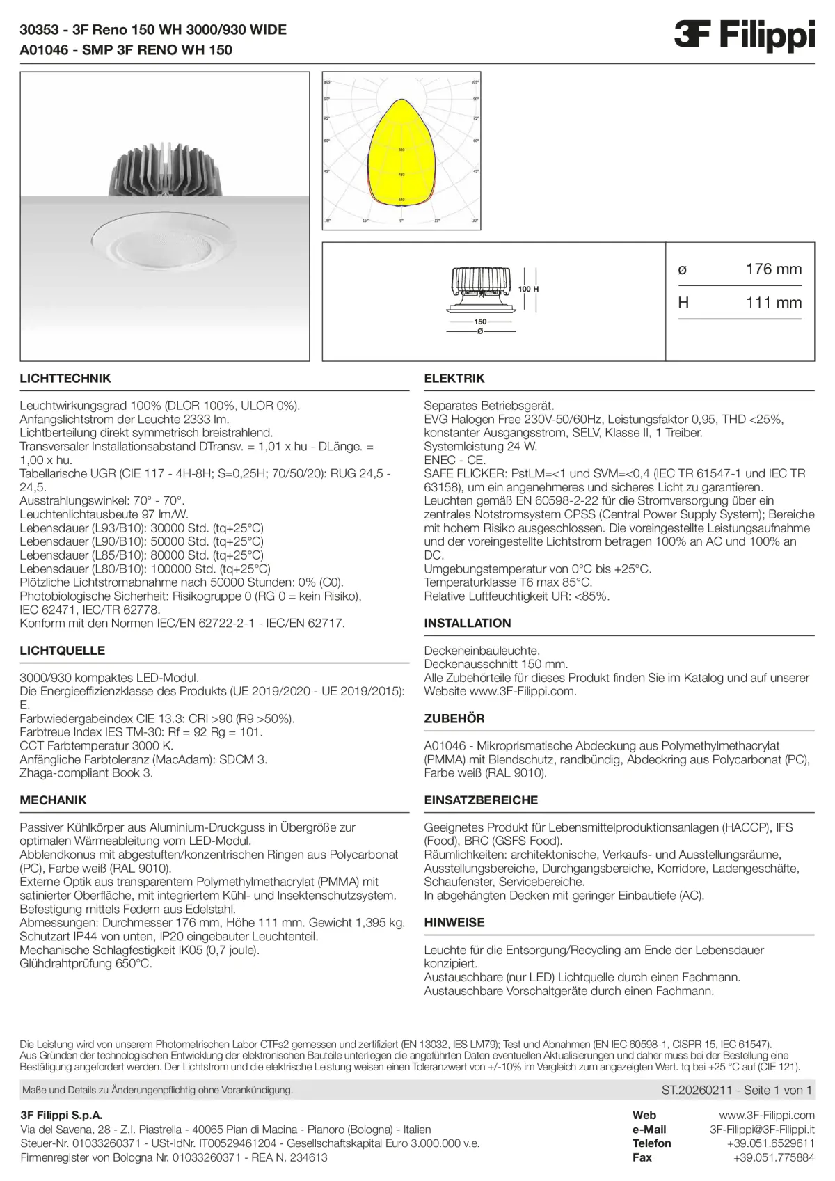 30353+A01046 - 3F Reno 150 WH 3000-930 WIDE + SMP WH - Datasheet - de