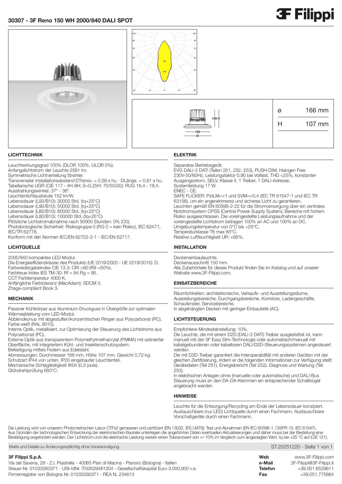 30307 - 3F Reno 150 WH 2000-840 DALI SPOT - Datasheet - de