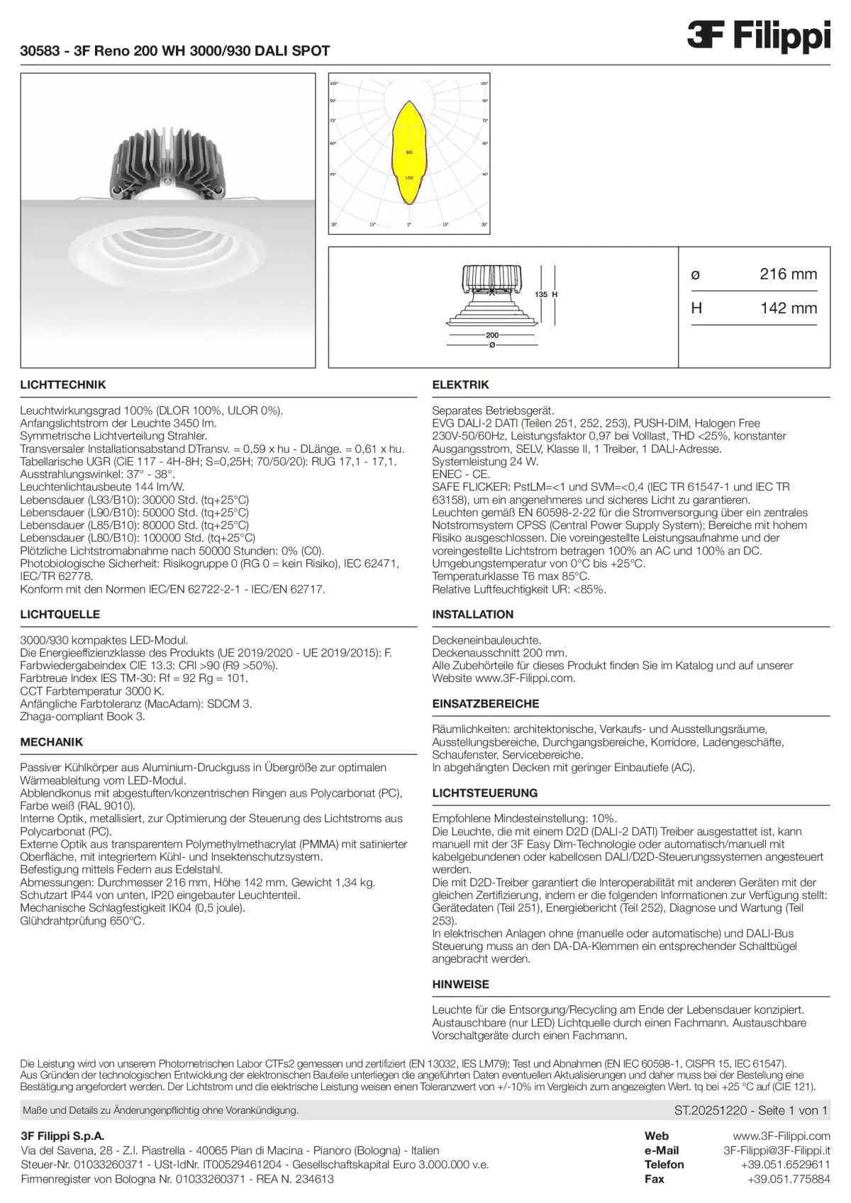 30583 - 3F Reno 200 WH 3000-930 DALI SPOT - Datasheet - de
