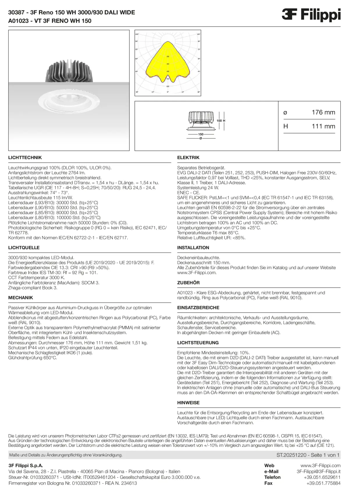 30387+A01023 - 3F Reno 150 WH 3000-930 DALI WIDE + VT WH - Datasheet - de