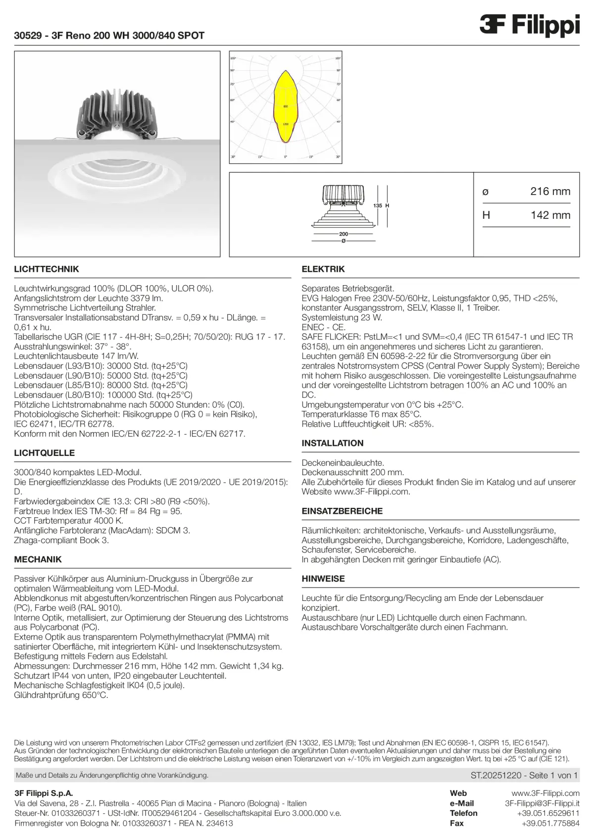 30529 - 3F Reno 200 WH 3000-840 SPOT - Datasheet - de